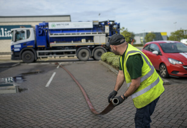 Large tanker to extract diesel contaminated water